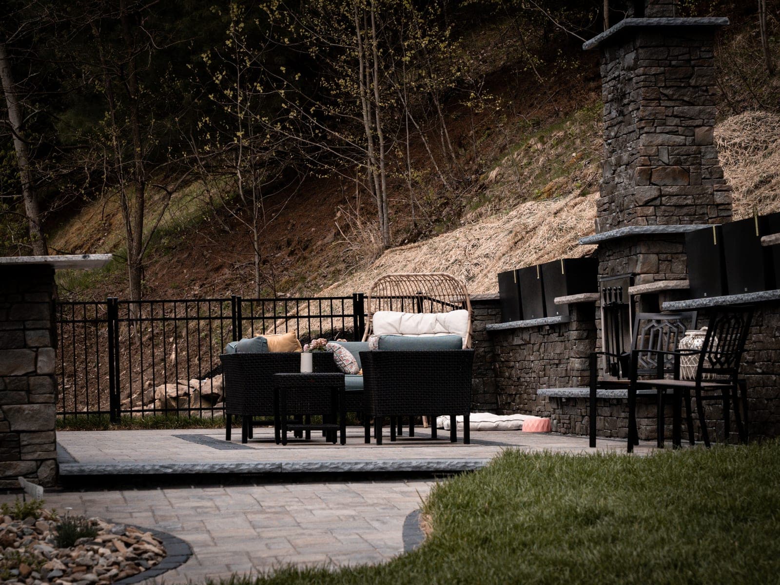 built in grill stone counter - Elements Landscape Management