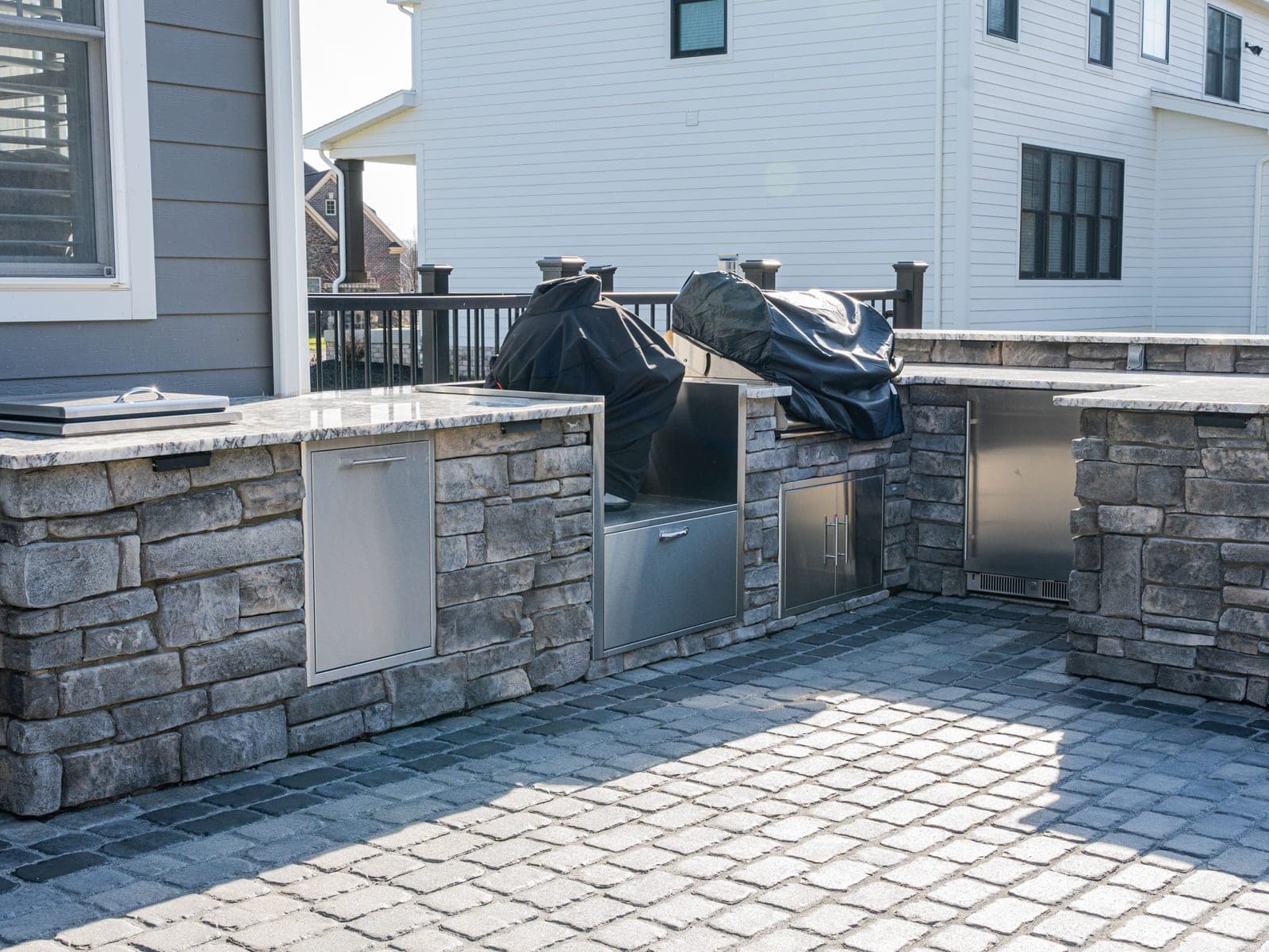 paver entry steps stone risers - Elements Landscape Management
