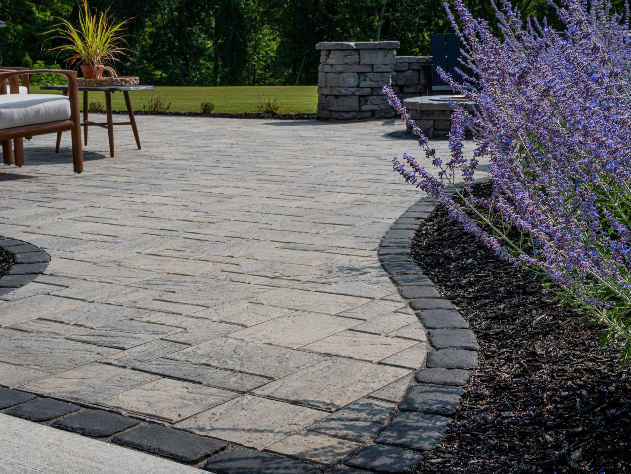 Paver patio with fire pit and seating area