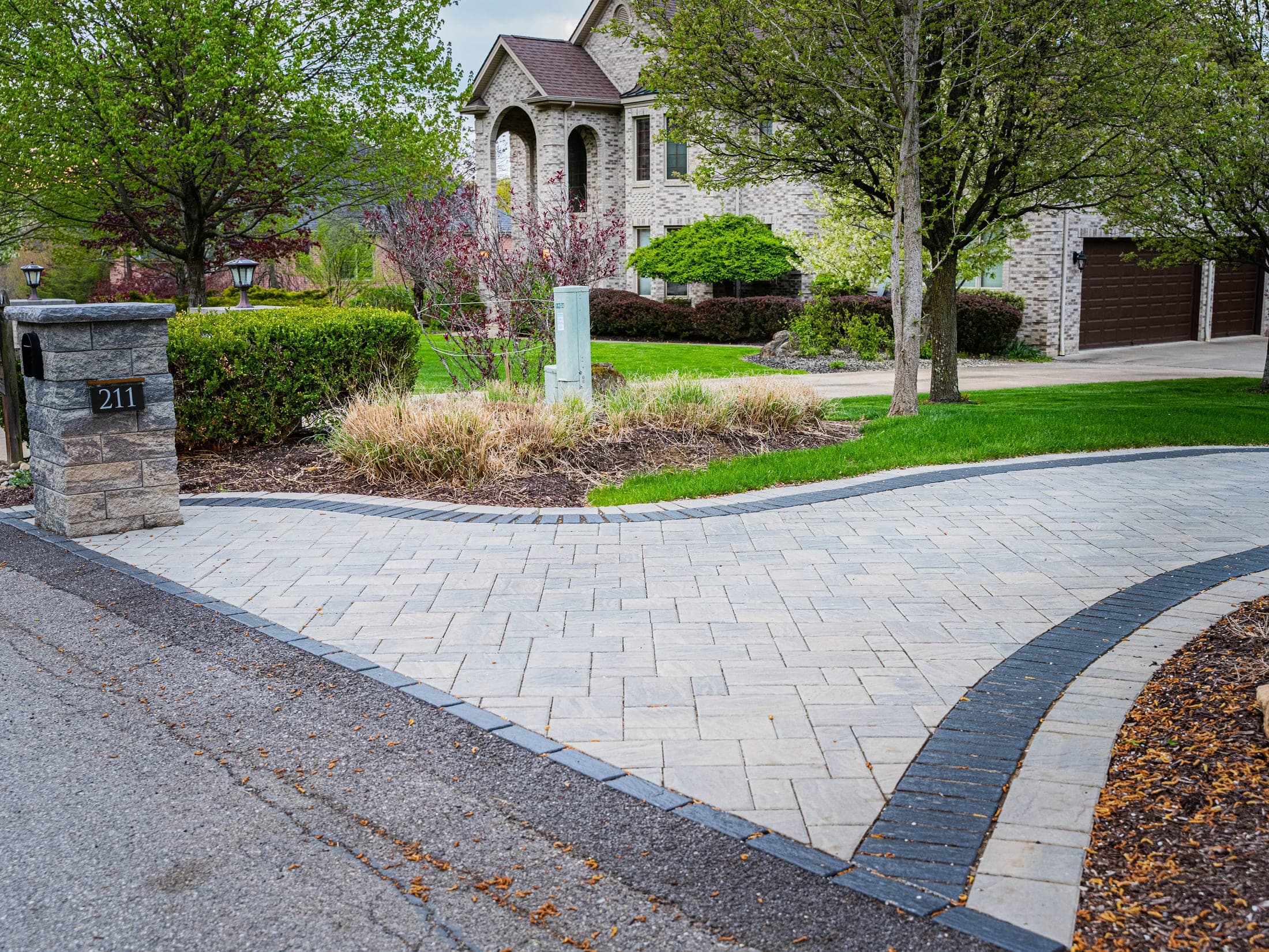stone mailbox driveway scene - Elements Landscape Management