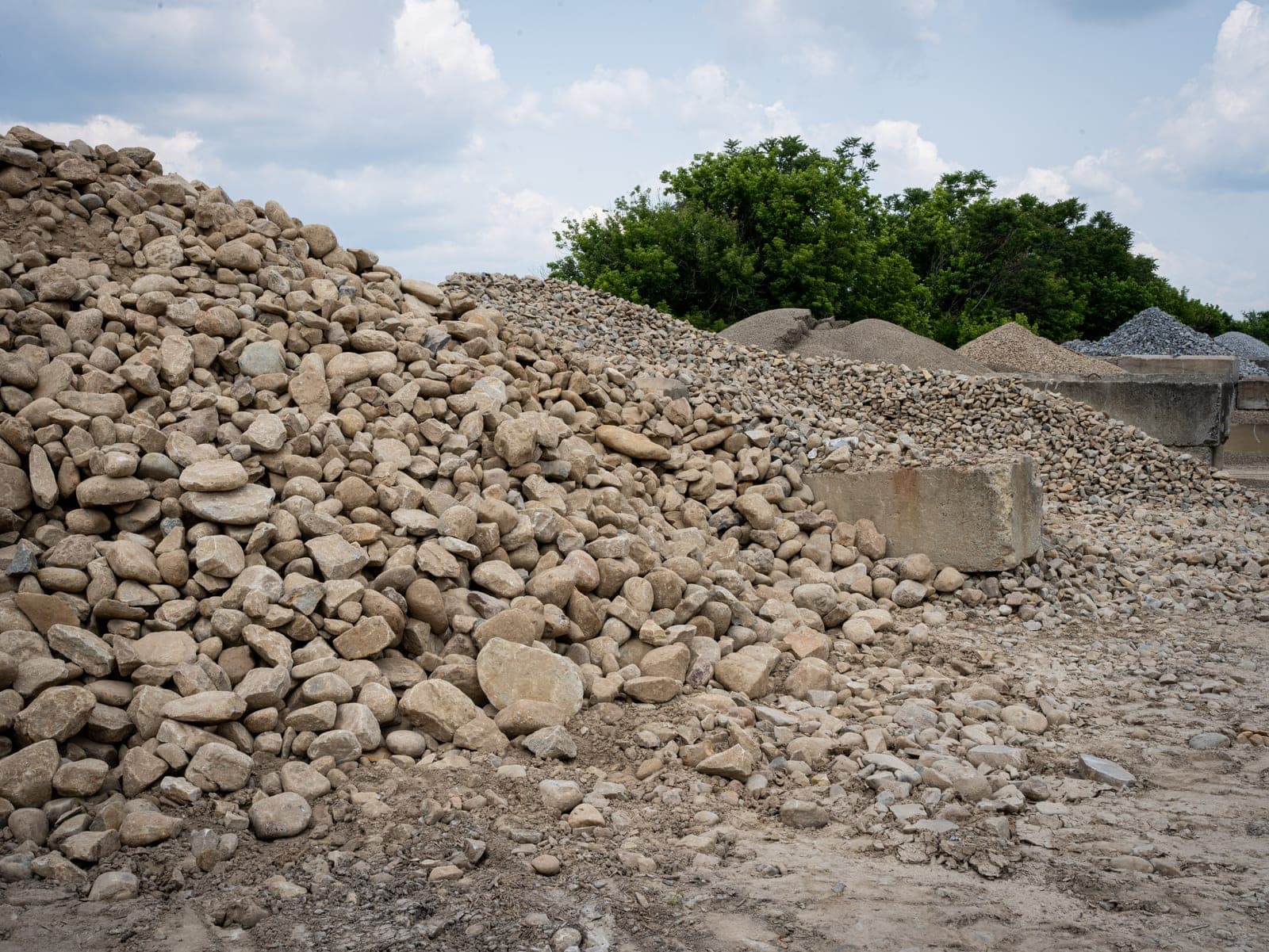 Gravel piles at the Elements material yard