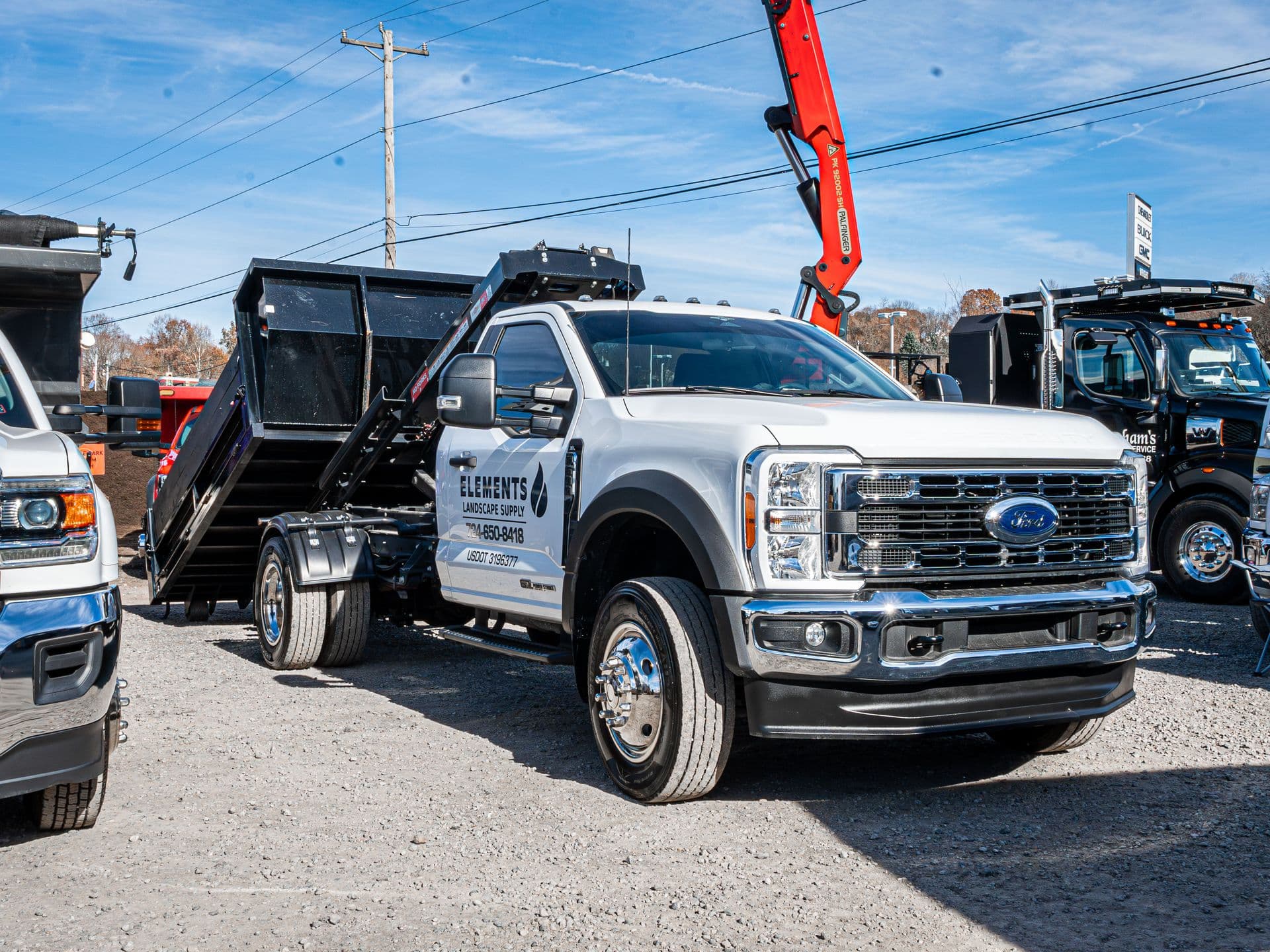Elements Landscape Management branded Ford dump truck in Baden PA