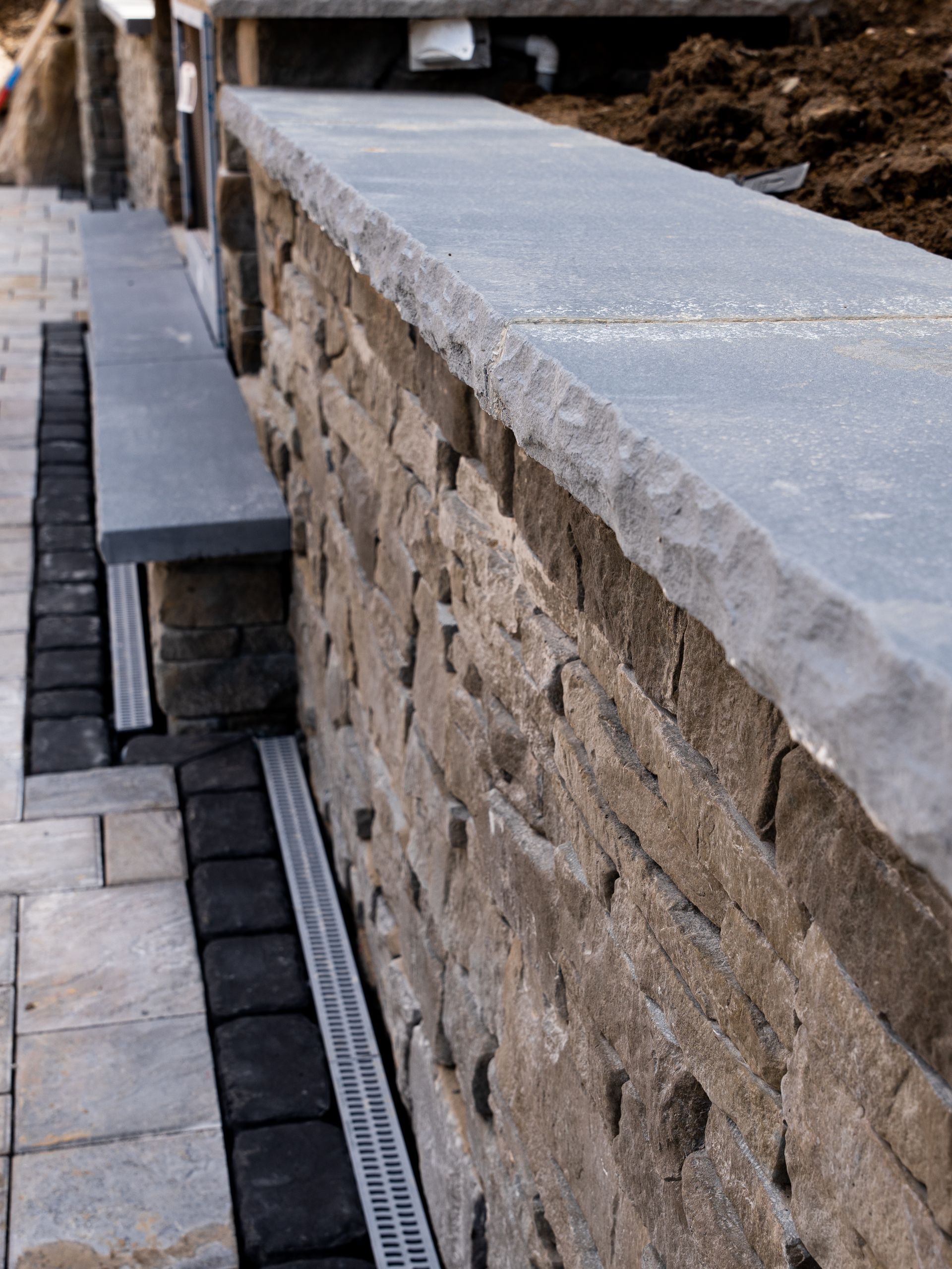 Stone wall and countertop detail